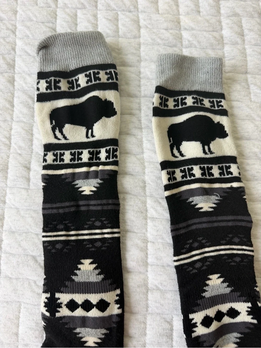 Black & Gray Patterned Men's Knee Socks
